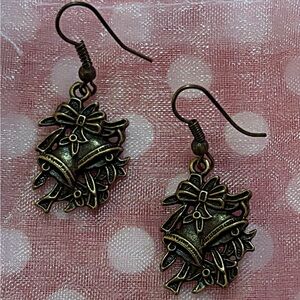 Bundle of Christmas Earrings, 5 Pair of Christmas Bronze Bell Earrings